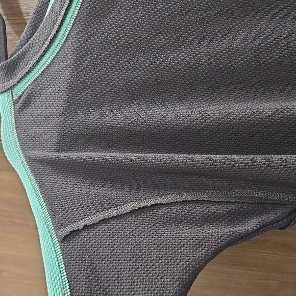 Free People-Long Sleeve "On My Way" Cuff Thermal Top in Washed Black-Size XS - Picture 7 of 17